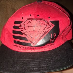 Diamond supply co. red and black flat bill hat